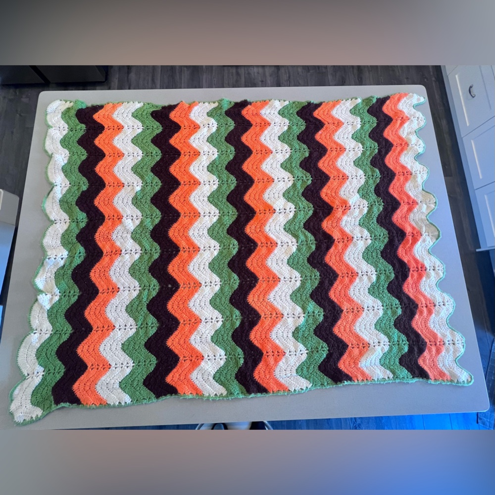 Vintage Handmade Crochet Afghan Approximately 65”x49” 70’s Boho Vibe - Picture 1 of 4